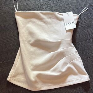 NWT Zara White Strapless Top Size Small